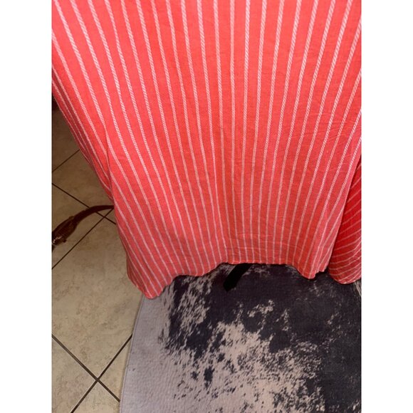 Kaktus XXL Coral White Striped Bib Overall Handkerchief Hem Sleeveless Dress - Picture 11 of 11